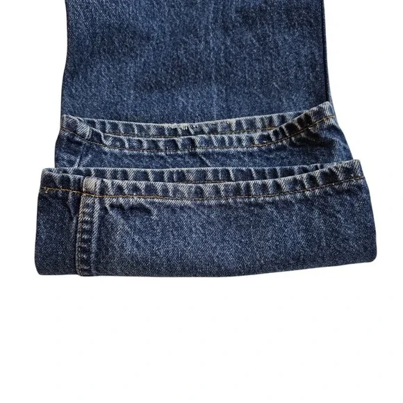 VTG Levi's 517 Bootcut Jeans Orange Tab Dark Wash Denim W42 L34 Made in USA - Picture 12 of 16